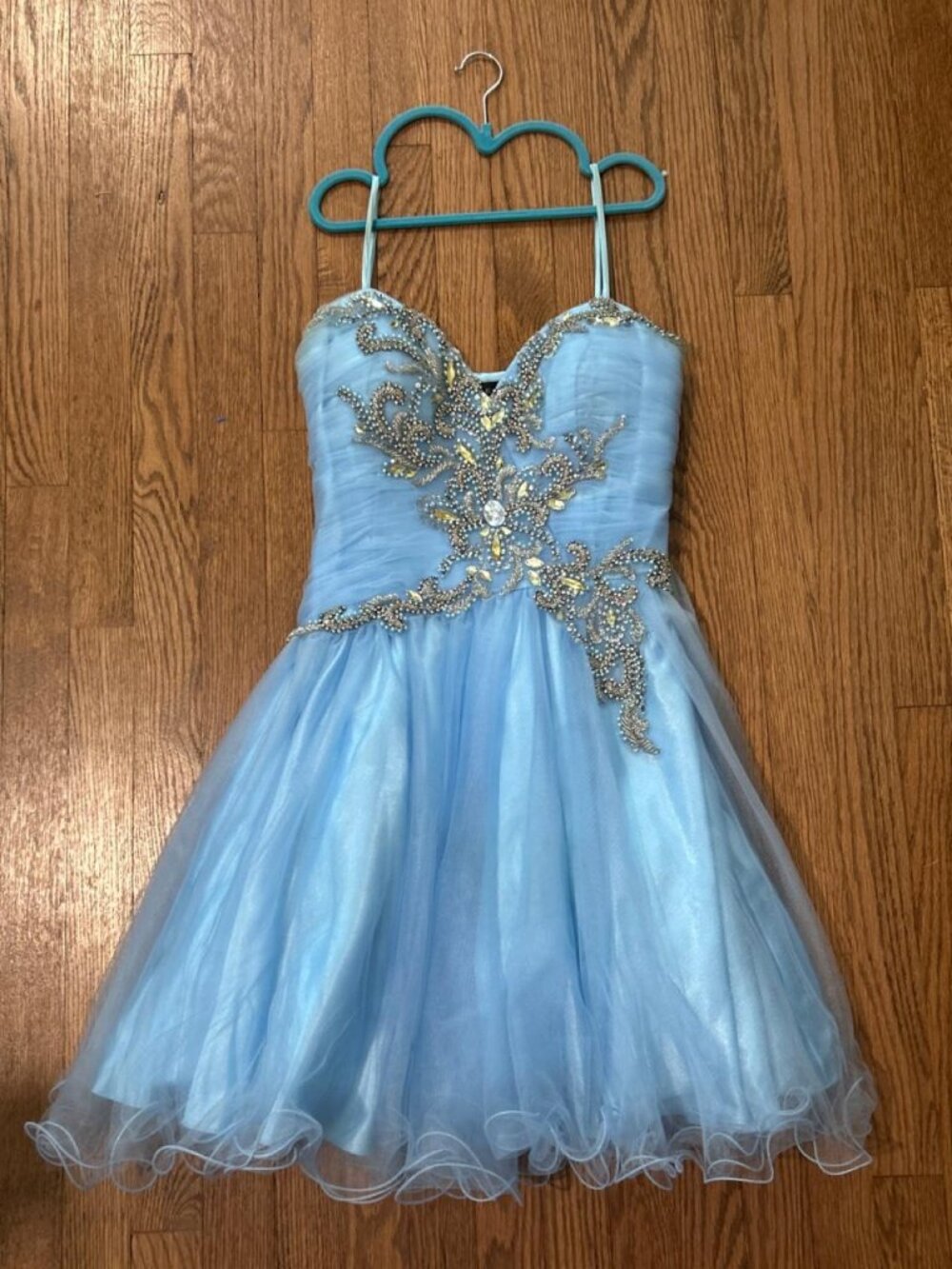 Alyce Paris Light Blue Satin Hoco formal dress